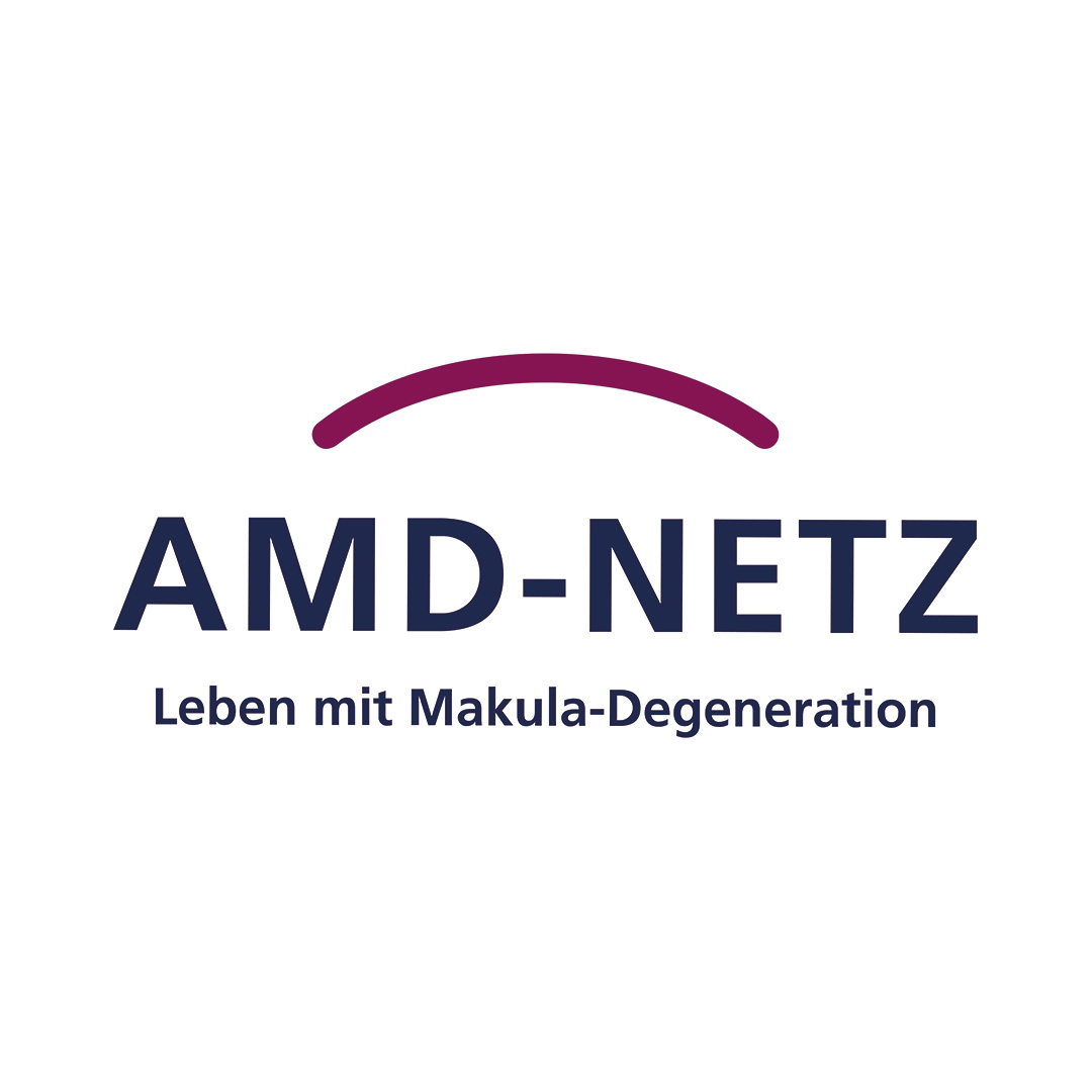 Logo AMD-Netz Das Logo von AMD-Netz. Unter dem Logo steht "Leben mit einer Makula-Degeneration"